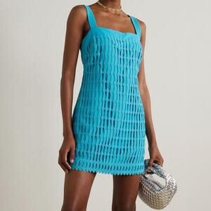 Jonathan Simkhai Artemis Laguna Blue Crochet Mini Dress Size 10